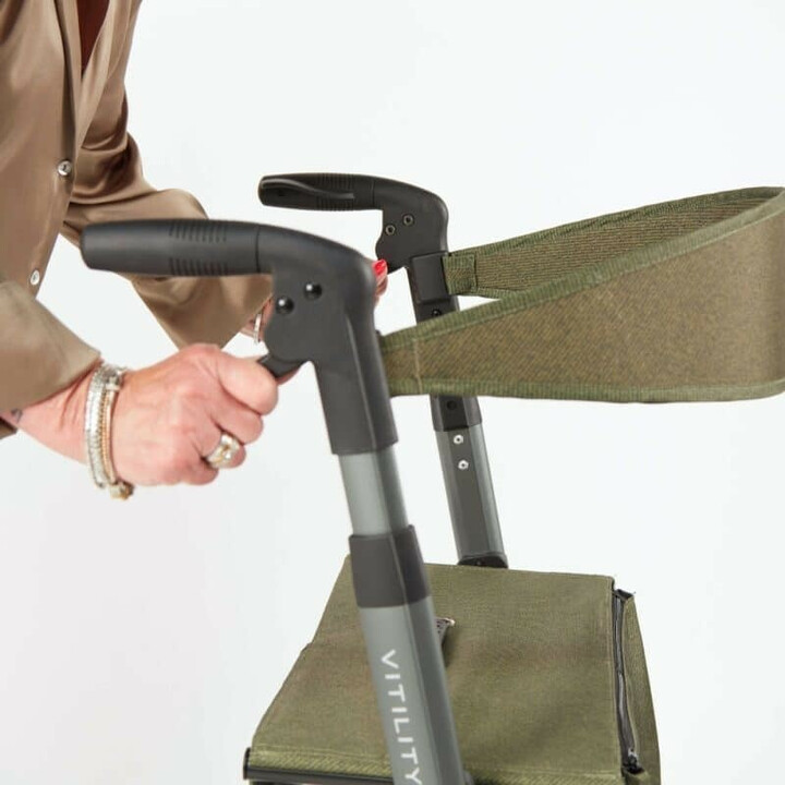 Vihreä rollaattori, ergonominen ja kompakti