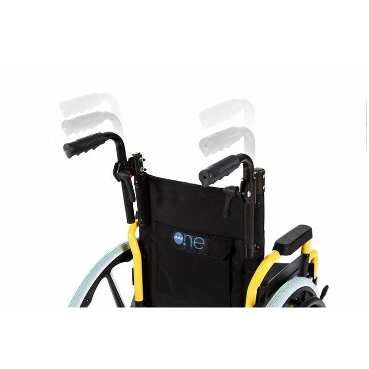 Lasten taittuva teräsrunkoinen pyörätuoli säädettävillä kahvoilla