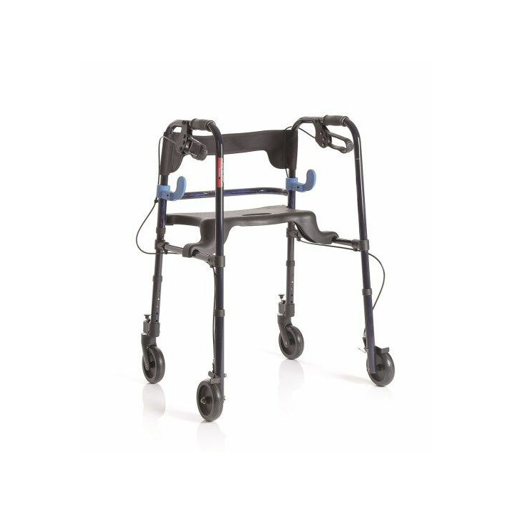 Tukeva taittuva rollaattori säädettävällä korkeudella ja istuimella