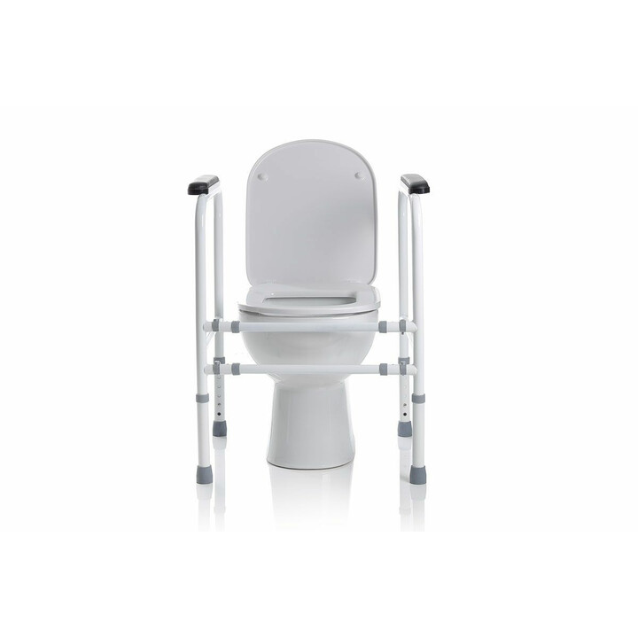 Säädettävä wc-tukikaide teräksestä turvalliseen liikkumiseen kylpyhuoneessa