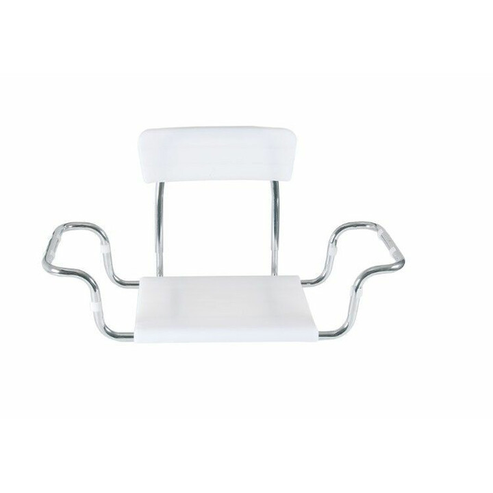 Säädettävä kylpytuoli kromatulla teräsrungolla ja selkänojalla