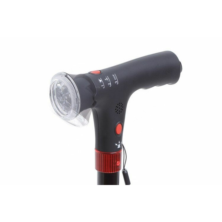 Alumiininen kävelykeppi LED-valolla ja hälytyksellä - säädettävä korkeus