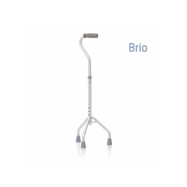 Kolmijalkainen säädettävä kävelykeppi avoimella kahvalla alumiinista