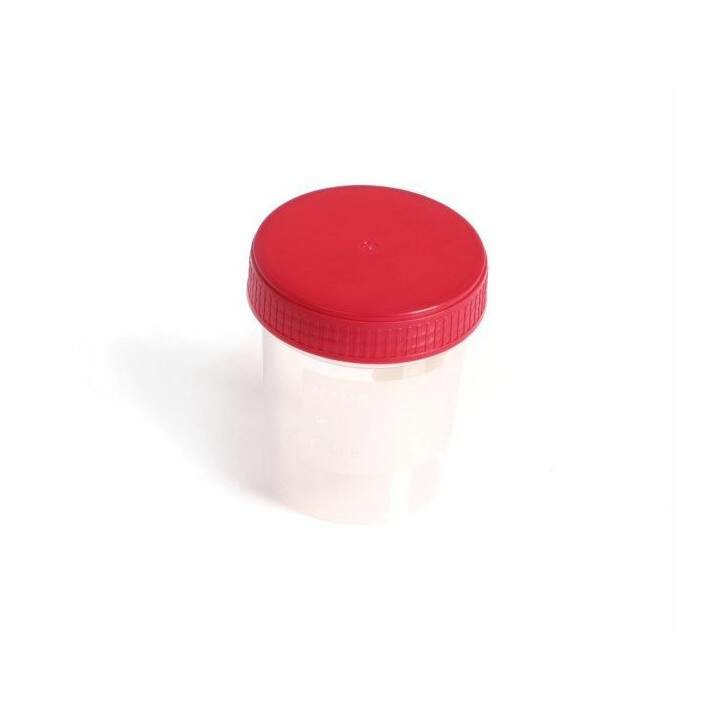 Korkealaatuinen virtsanäyteastia 120 ml kierrekorkilla ja etiketillä