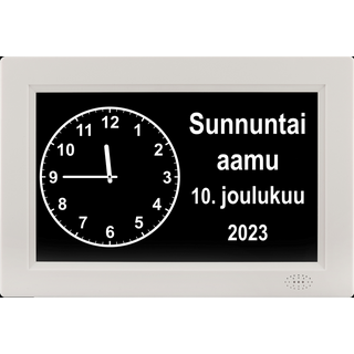 Selkeä vuorokaudenaikojen näyttö muokattavilla teksteillä