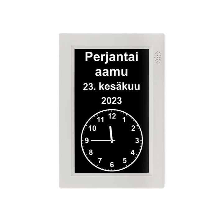 Selkeä vuorokaudenaikojen näyttö muokattavilla teksteillä