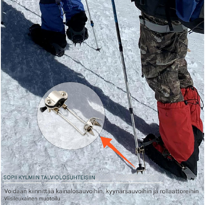 Taitettavat jääpiikit kepeille ja sauvoille