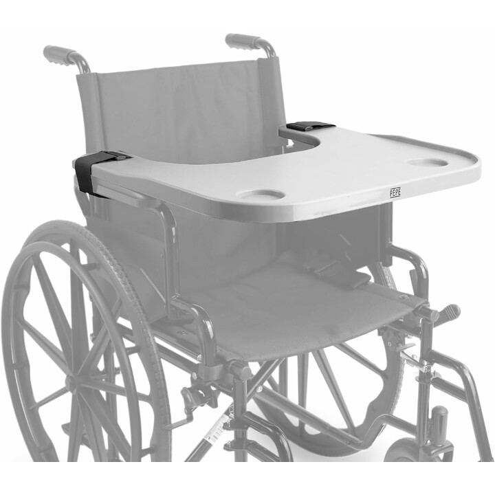 Irrotettava, kevyt pyörätuolin tarjotin juomatelineellä