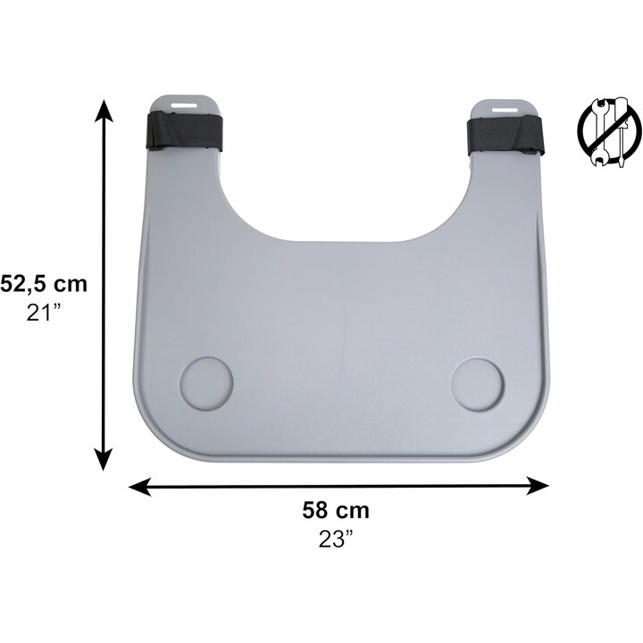 Irrotettava, kevyt pyörätuolin tarjotin juomatelineellä