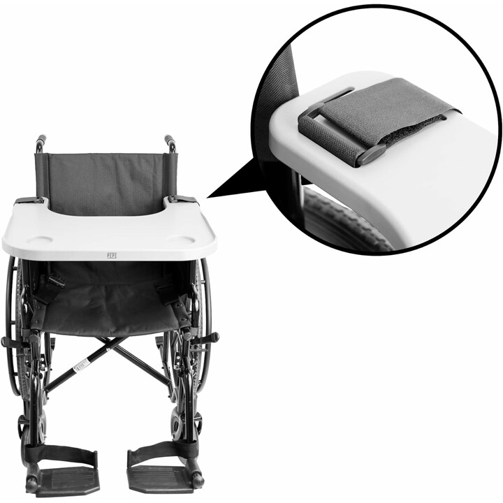 Irrotettava, kevyt pyörätuolin tarjotin juomatelineellä