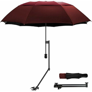 Kiinnitettävä, kevyt pyörätuolin ja rollaattorin sateenvarjo auringon, sateen ja lumen suojaksi