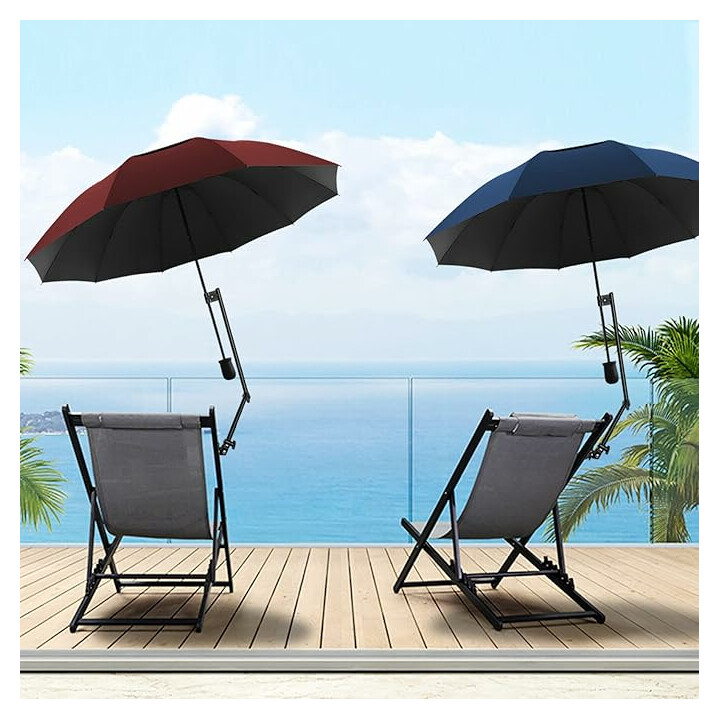 Kiinnitettävä, kevyt pyörätuolin ja rollaattorin sateenvarjo auringon, sateen ja lumen suojaksi