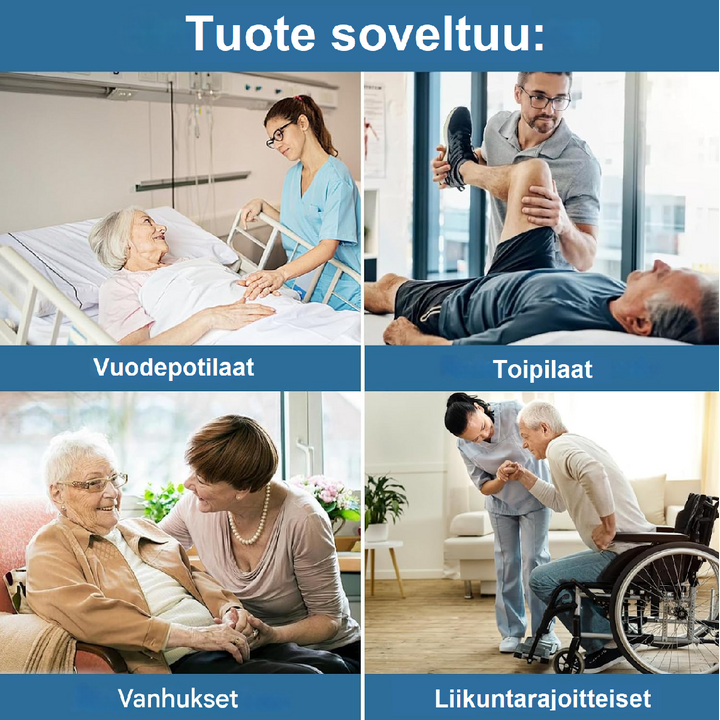 Kestävä siirtokangas vuoteesta siirtoon 8 kahvaa pestävä ja liukumaton