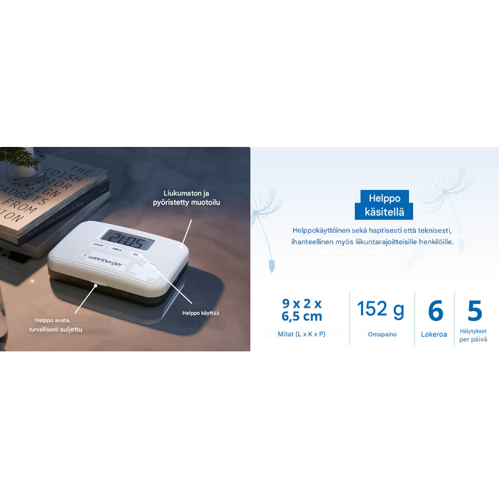 Hälytyksellä varustettu lääkedosetti