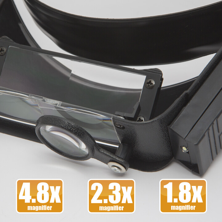 Suurennuslasi otsapannalla ja LED-valaistuksella