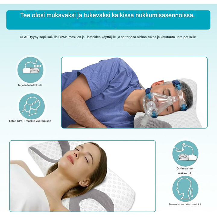 CPAP-maskin kanssa soveltuva uniapneatyyny