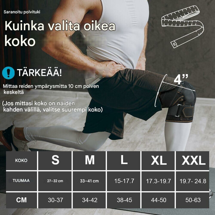 Säädettävä polvituki urheiluun ja nivelkipujen lievitykseen