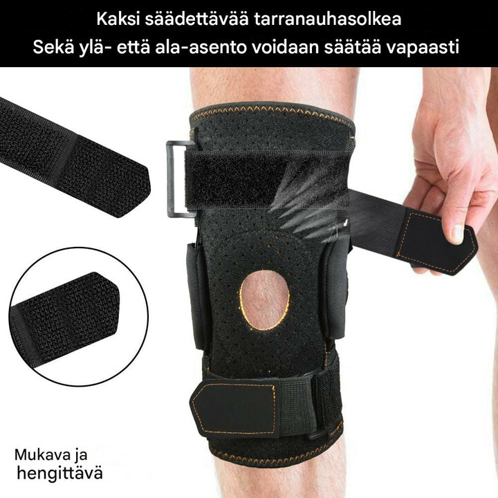 Säädettävä polvituki urheiluun ja nivelkipujen lievitykseen