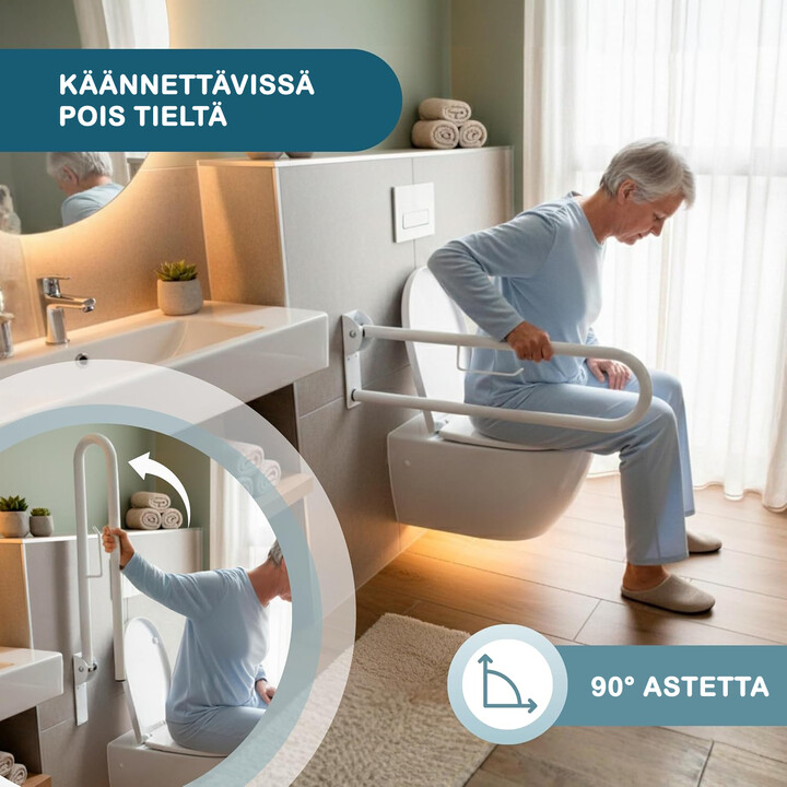 WC-istuimen tukikahva, seinäkiinnitteinen