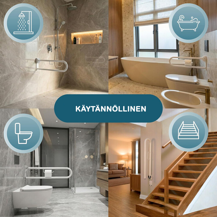 WC-istuimen tukikahva, seinäkiinnitteinen