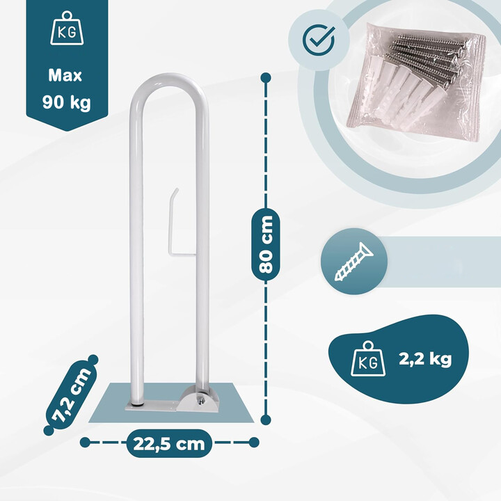 WC-istuimen tukikahva, seinäkiinnitteinen