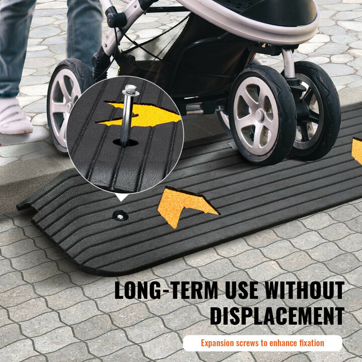 Kynnysramppi kumi 1" korkeus 113 x 24,1 x 2,5 cm 15 t kantavuus pyörätuolille ja ajoneuvoille