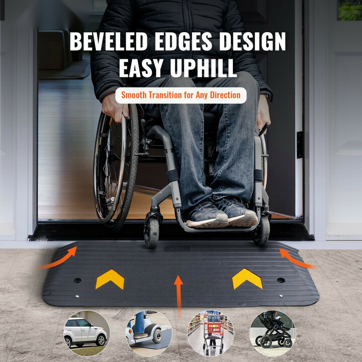 Kumista kynnyssilta B001, 5 cm korkeus, 111 x 40,6 cm, 15 t kantavuus, pyörätuoleille ja autoille