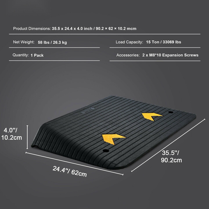 Kumirampkiila kynnysramppi 10,2 cm nousu 15 t kantavuus luonnonkumia B001