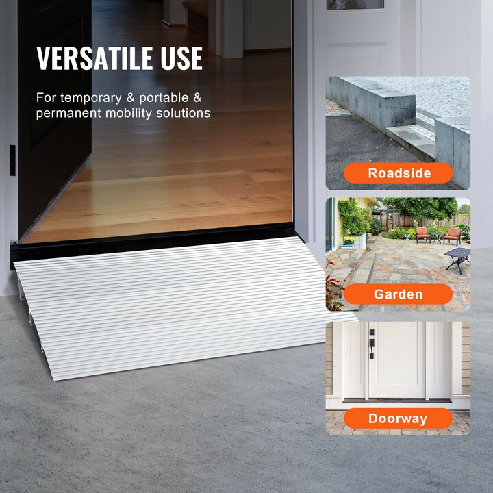 Alumiininen kynnysramppi 3 cm, kantavuus 362,8 kg, modulaarinen, pyörätuoleille ja skoottereille