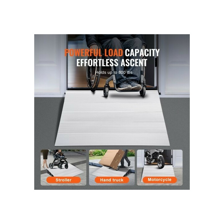 Kynnysramppi 12,7 cm modulaarinen alumiini 362,8 kg pyörätuoleille ja skoottereille