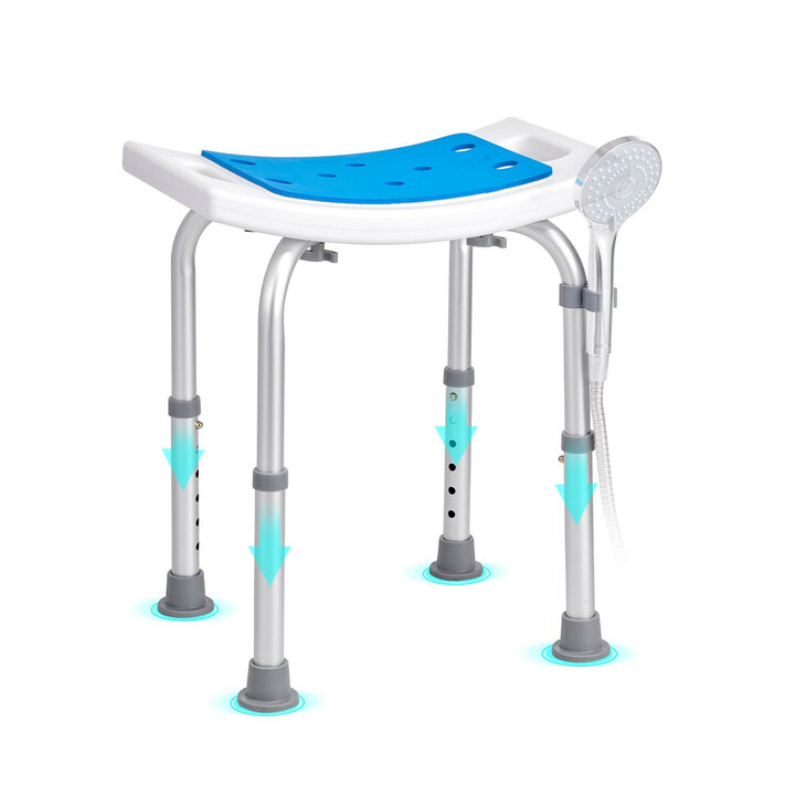 Säädettävä suihkutuoli 202D liukuestejaloilla 360–490 mm 158,8 kg ikääntyneille ja liikuntarajoitteisille