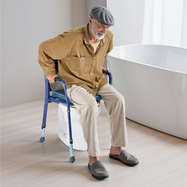 Yöpöytävessa 3-in-1 säädettävä pehmustetulla istuimella ja selkänojalla 5 l irrotettava ämpäri 181 kg kantavuus senioreille