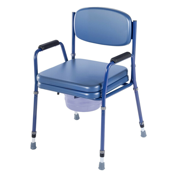 Yöpöytävessa 3-in-1 säädettävä pehmustetulla istuimella ja selkänojalla 5 l irrotettava ämpäri 181 kg kantavuus senioreille