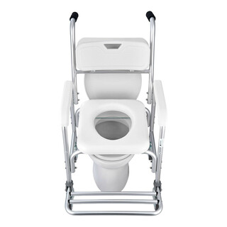 Yöpöydän wc tuoli vahvistetuista putkista 159kg kantavuus pyörillä 5l ämpäri pehmustettu istuin