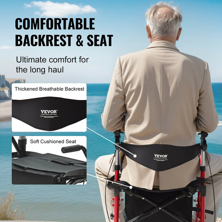 Rullaattori ja kuljetustuoli 2 in 1 FBL427113 punainen, alumiinirunko, 136 kg kantavuus