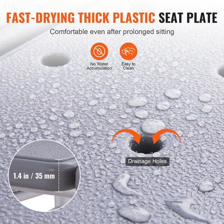 Kylpyammeen siirtopenkki FBL630239, säädettävä suihkutuoli käsinojalla ja käännettävällä selkänojalla, max 180 kg