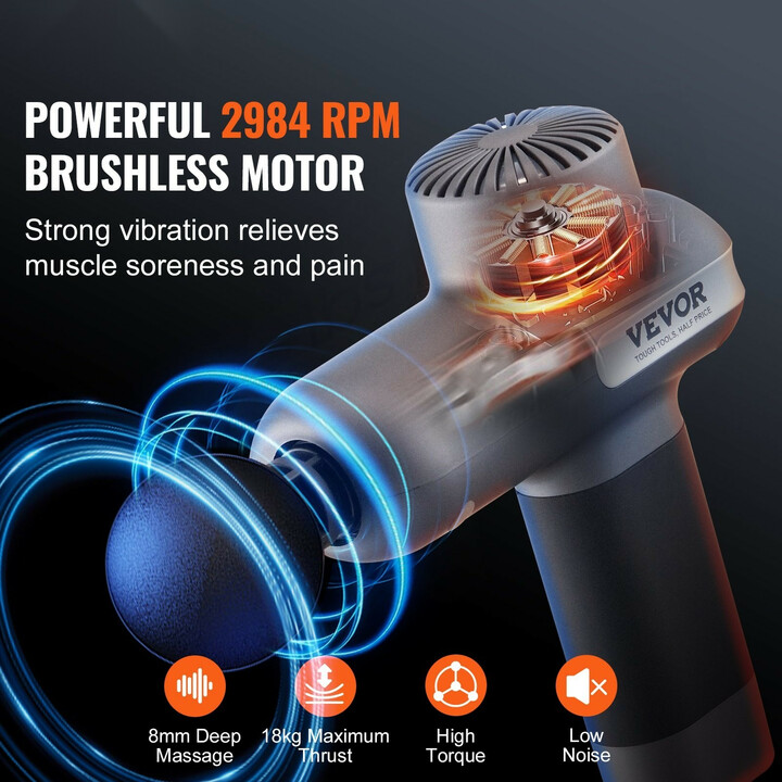 Mini hierontavasara LS MINI, lihashierontalaite urheilijoille, 5 nopeutta, 6 hierontapäätä, 7.4V 2500mAh akku