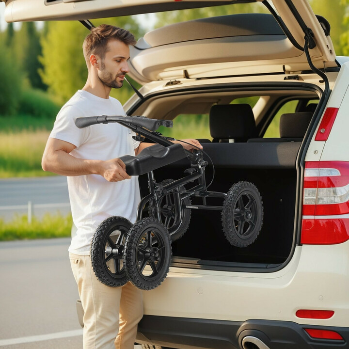 Taittuva polviskootteri HFK-9225G-12, 12” ilmakumirenkaat, musta, teräs, kantavuus 160 kg