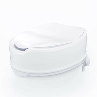 Korotettu WC istuin 150 mm polypropeeni 136 kg kantavuus yleismallinen kansi ruuvilukitus