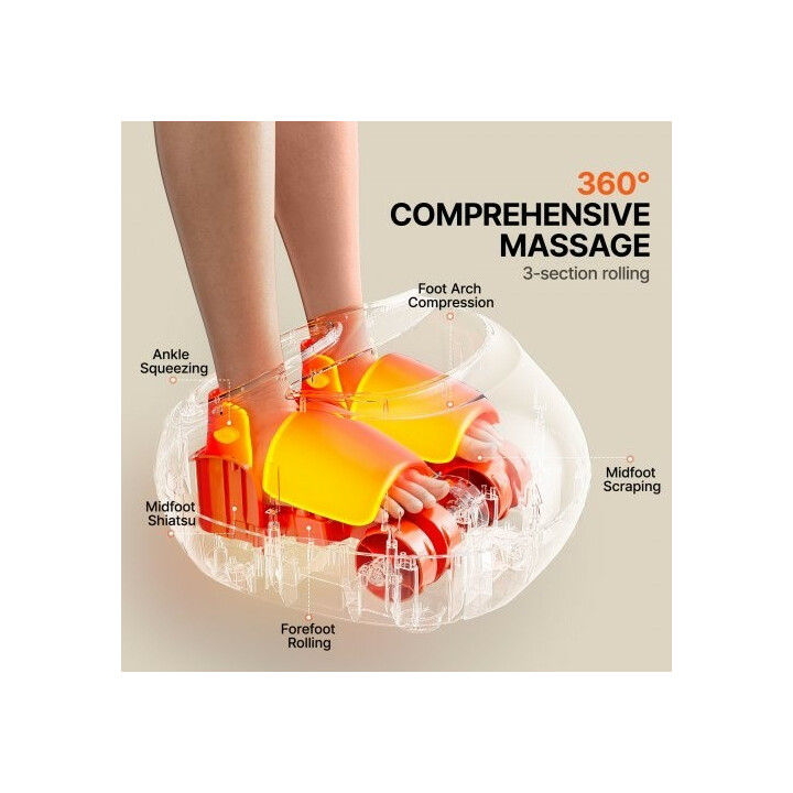 Sähköinen jalkahieroja lämmityksellä, shiatsu-, rullaava ja kompressiohieronta, ajastin, MD-50230A