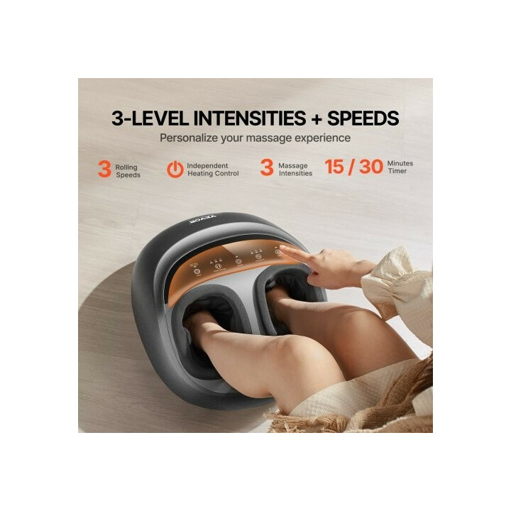 Sähköinen jalkahieroja lämmityksellä, shiatsu-, rullaava ja kompressiohieronta, ajastin, MD-50230A