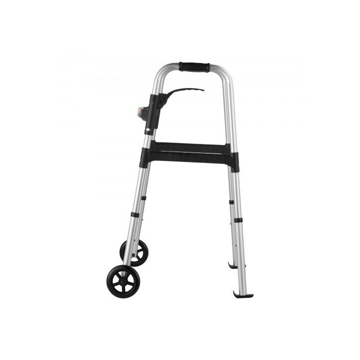 Taittuva alumiininen kävelyteline korkeussäädöllä 775 955 mm 5 tuumaisten etupyörien kantavuus 350 paunaa