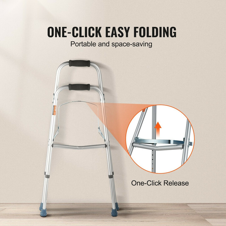 Taittuva hemi-kävelyteline yhdelle kädelle, alumiinia, korkeussäädettävä 770–889 mm, kantavuus 350 lbs