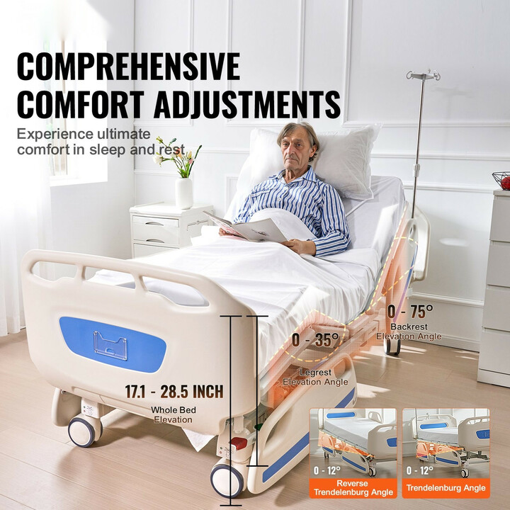 Täyssähköinen sairaalasänky 5-toimintoinen ICU-hoitosänky 250 kg D8d8y