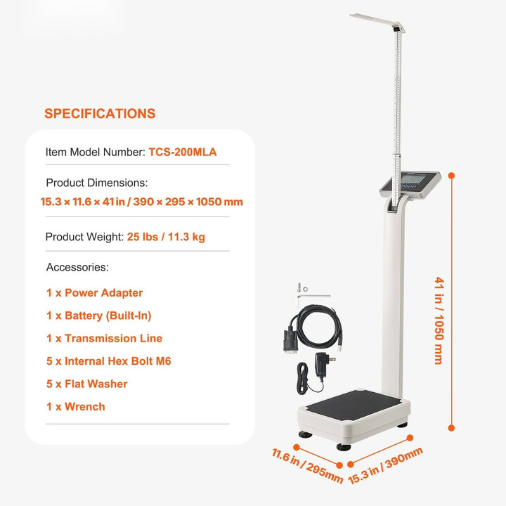 Lääkärivaaka TCS-200MLA digitaalinen ammattivaaka painon ja pituuden mittaukseen 226,8 kg