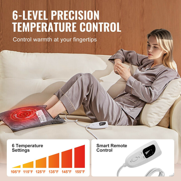 Sähköinen jalkalämmitin FT-1616, kaksipuolinen, 6 lämpötasoa, ajastin 30–120 min, 390 x 380 mm