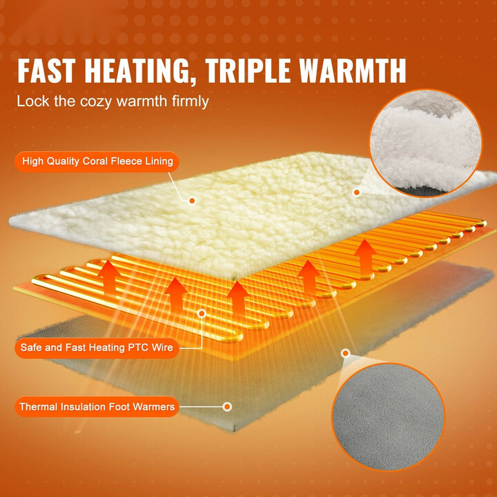 Sähköinen jaettu jalkalämmitin FT-02A, kaksipuolinen flanelli, 6 lämpötasoa, ajastin 2–8 h, pestävä päällinen