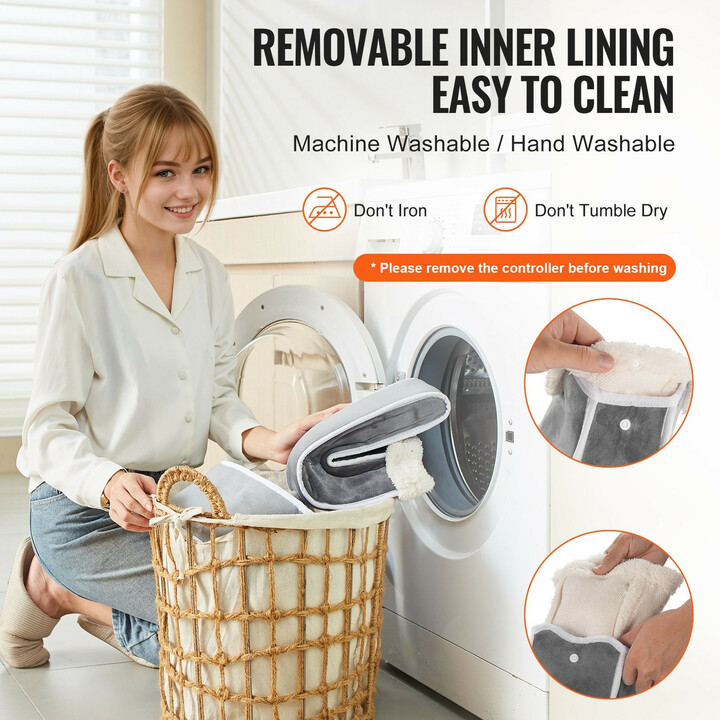 Sähköinen jaettu jalkalämmitin FT-02A, kaksipuolinen flanelli, 6 lämpötasoa, ajastin 2–8 h, pestävä päällinen