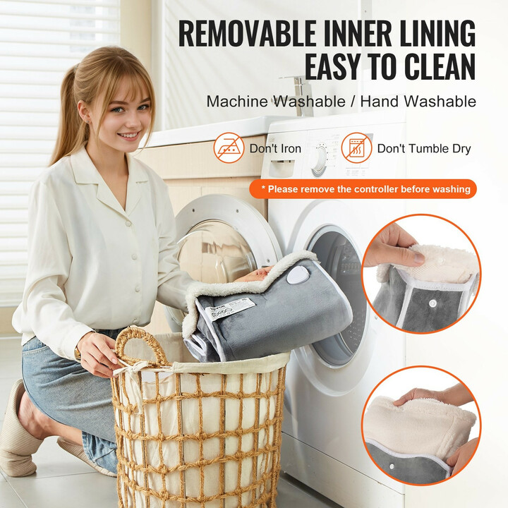 Sähköinen jalkalämmitin FT-01A, kaksipuolinen lämmitys, 6 lämpötilatasoa, ajastin, pestävä pehmeä flanelli