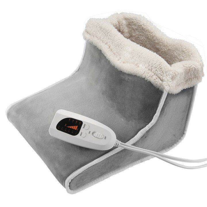 Sähköinen jalkalämmitin FT-01A, kaksipuolinen lämmitys, 6 lämpötilatasoa, ajastin, pestävä pehmeä flanelli
